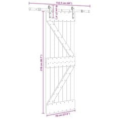 Vidaxl Posuvné dveře s kováním 70 x 210 cm masivní borové dřevo