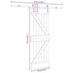 Vidaxl Posuvné dveře s kováním 70 x 210 cm masivní borové dřevo