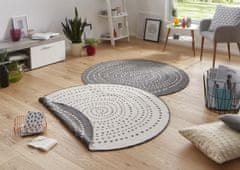 NORTHRUGS Kusový koberec Twin-Wendeteppiche 103112 grau creme kruh – na ven i na doma 140x140 (průměr) kruh