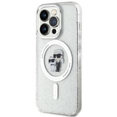 Karl Lagerfeld hard silikonové pouzdro iPhone 15 PRO 6.1" transparent Karl&Choupette Glitter MagSafe