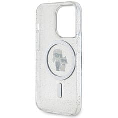 Karl Lagerfeld hard silikonové pouzdro iPhone 15 PRO 6.1" transparent Karl&Choupette Glitter MagSafe