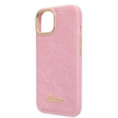 Guess GUHCP14MHGCRHP hard silikonové pouzdro iPhone 14 PLUS 6.7" pink Croco Collection