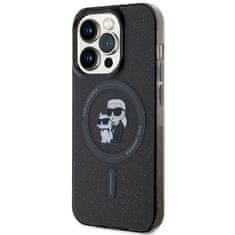 Karl Lagerfeld hard silikonové pouzdro iPhone 15 PRO 6.1" black Karl&Choupette Glitter MagSafe