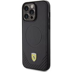 Ferrari hard silikonové pouzdro iPhone 15 PRO MAX 6.7" black Carbon Metal Logo MagSafe