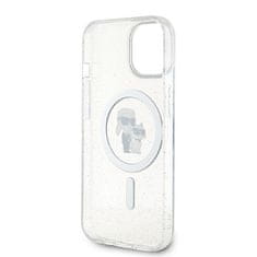 Karl Lagerfeld hard silikonové pouzdro iPhone 15 PLUS 6.7" transparent Karl&Choupette Glitter MagSafe