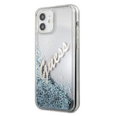 Guess GUHCP12SGLVSBL hybrid silikonové pouzdro iPhone 12 Mini 5.4" blue glitter Vintage Script