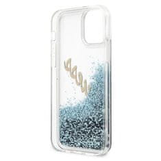 Guess GUHCP12SGLVSBL hybrid silikonové pouzdro iPhone 12 Mini 5.4" blue glitter Vintage Script