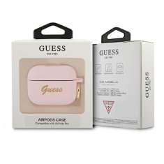 Guess GUESS GUAPSSSI AIRPODS PRO KRYT RŮŽOVÝ/RŮŽOVÝ SILIKONOVÝ VINTAGE SCRIPT