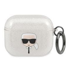 Karl Lagerfeld KARL LAGERFELD KLA3UKHGS KRYT AIRPODS 3 STŘÍBRNÝ/STŘÍBRNÝ GLITTER KARL`S HEAD