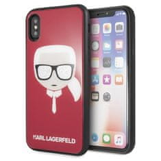 Karl Lagerfeld KARL LAGERFELD KLHCPXDLHRE IPHONE X/XS ČERVENÝ/ČERVENÝ KULTOVNÍ TŘPYTIVÝ KARLOVA HLAVA