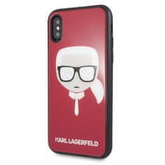 Karl Lagerfeld KARL LAGERFELD KLHCPXDLHRE IPHONE X/XS ČERVENÝ/ČERVENÝ KULTOVNÍ TŘPYTIVÝ KARLOVA HLAVA