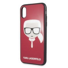 Karl Lagerfeld KARL LAGERFELD KLHCPXDLHRE IPHONE X/XS ČERVENÝ/ČERVENÝ KULTOVNÍ TŘPYTIVÝ KARLOVA HLAVA