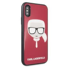 Karl Lagerfeld KARL LAGERFELD KLHCPXDLHRE IPHONE X/XS ČERVENÝ/ČERVENÝ KULTOVNÍ TŘPYTIVÝ KARLOVA HLAVA