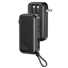 USAMS USAMS POWERBANK PB63 3V1 10000MAH 20W RYCHLÉ NABÍJENÍ US+EU PLUG + KABELY USB-C/LIGHTNING/MICROUSB ČERNÁ/ČERNÁ 10KCD17201 (US-CD172)