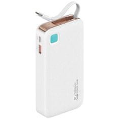 USAMS POWERBANKA USAMS SE ZATAHOVACÍM USB-C ZATAHOVACÍ KABEL 10000 MAH PD 20W FAST CHARGE XY SERIES BÍLÁ/BÍLÁ 10KCD22402 (US-CD224)