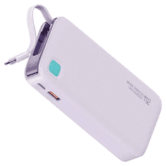 USAMS POWERBANKA USAMS SE ZATAHOVACÍM USB-C ZATAHOVACÍ KABEL 10000 MAH PD 20W FAST CHARGE XY SERIES FIALOVÁ/FIALOVÁ 10KCD22403 (US-CD224)