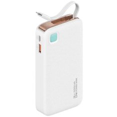 USAMS USAMS POWERBANKA SE ZATAHOVACÍM LIGHTNING KABELEM 10000 MAH PD 20W FAST CHARGE XY SERIES BÍLÁ/BÍLÁ 10KCD22502 (US-CD225)