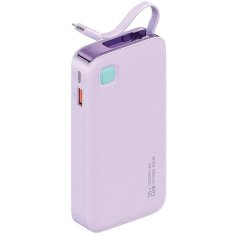 USAMS USAMS POWERBANKA SE ZATAHOVACÍM KABELEM ZATAHOVACÍ LIGHTNING 10000 MAH PD 20W FAST CHARGE XY SERIES FIALOVÁ/FIALOVÁ 10KCD22503 (US-CD225)