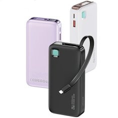 USAMS USAMS POWERBANKA SE ZATAHOVACÍM KABELEM ZATAHOVACÍ LIGHTNING 10000 MAH PD 20W FAST CHARGE XY SERIES ČERNÁ/ČERNÁ 10KCD22501 (US-CD225)