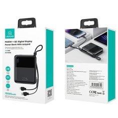 USAMS USAMS POWERBANK PB69 10000MAH 22,5W QC3.0+PD DIGITÁLNÍ DISPLEJ S RYCHLÝM NABÍJENÍM ČERNÁ/ČERNÁ 10KCD18601 (US-CD186)