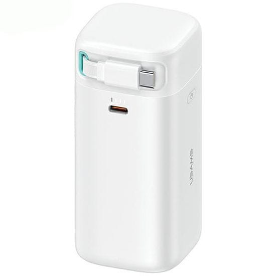 USAMS POWERBANKA USAMS SE ZATAHOVACÍM USB-C ZATAHOVACÍM KABELEM 18000 MAH PD45W FAST CHARGE XMF SERIES BÍLÁ/BÍLÁ 20KCD21602 (US-CD216)