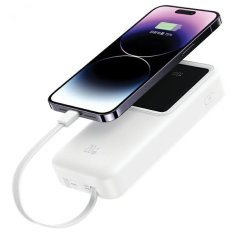 USAMS USAMS POWERBANKA S VESTAVĚNÝM USB-C+LIGHTNING KABELY 30000 MAH 20W PD+QC 3.0 FAST CHARGE X-CHEL SERIES BÍLÁ/BÍLÁ 30KCD21302 (US-CD213)