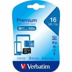 Verbatim KARTA VERBATIM MICROSDHC 16GB V10 ČERNÁ/ČERNÁ 44010