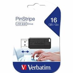 Verbatim VERBATIM PENDRIVE 16GB USB-A 2.0 PINSTRIPE ČERNÁ/ČERNÁ 49063