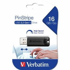 Verbatim VERBATIM PENDRIVE 16GB USB-A 3.2 PINSTRIPE ČERNÁ/ČERNÁ 49316