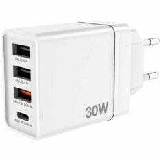 Verbatim Síťová nabíječka Verbatim 30W 3xUSB-A/ USB-C PD 3.0 CHR-30EU2 bílá/bílá 49701