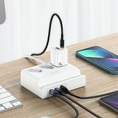 USAMS USAMS POWER STRIP 65W SUPER SI RYCHLÉ NABÍJENÍ USB PRODLUŽOVACÍ ZÁSUVKA EU BÍLÁ/BÍLÁ CC160TC01 (US-CC160)