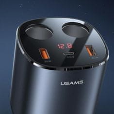 USAMS USAMS AUTO SPLITTER 2XUSB-A/ 1XUSB-C C28 245W ŠEDÁ/ŠEDÁ CC151TC01 (US-CC151)