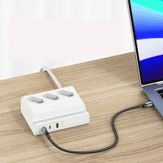 USAMS USAMS POWER STRIP 65W SUPER SI RYCHLÉ NABÍJENÍ USB PRODLUŽOVACÍ ZÁSUVKA EU BÍLÁ/BÍLÁ CC160TC01 (US-CC160)