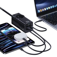 USAMS USAMS POWER STRIP 67W 3X USB-C + USB FAST CHARGING PRODLUŽOVACÍ KABEL EU ČERNÁ/ČERNÁ CC225TC01 (US-CC225)