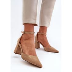 Špičaté lodičky Stiletto Suede Beige velikost 38