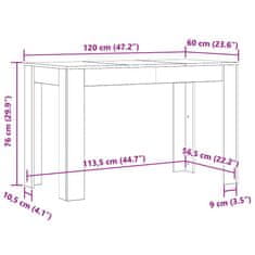 Vidaxl Jídelní stůl old wood 120 x 60 x 76 cm kompozitní dřevo