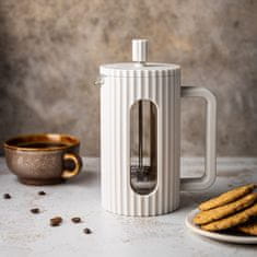 KLAUSBERG Skleněný french press kávovar na čaj 600ml krémový KLAUSBERG KB-7748