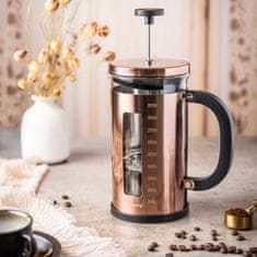 KLAUSBERG Skleněný french press kávovar na čaj 1000 ml růžovo-zlatý KLAUSBERG KB-7740