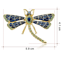 Camerazar Elegantní Brož Vážka se Zirkony, Barevná, Bižuterní Slitina, 4.1 cm x 5.9 cm