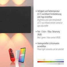 PAUL NEUHAUS JUST LIGHT LED nástěnné svítidlo antracit Smarthome dálkový ovladač stmívatelné s aplikací Tuya RGB/2700-5000K LD 16488-13