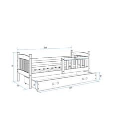 Veneti Dětská postel s úložným prostorem bez matrace 90x200 BRIGID - grafit / modrá