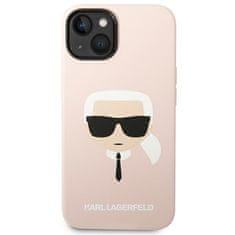 Karl Lagerfeld KLHMP14MSLKHLP hard silikonové pouzdro iPhone 14 PLUS 6.7" light pink Silicone Karl`s Head Magsafe