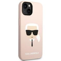 Karl Lagerfeld KLHMP14MSLKHLP hard silikonové pouzdro iPhone 14 PLUS 6.7" light pink Silicone Karl`s Head Magsafe