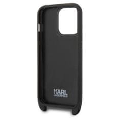 Karl Lagerfeld KLHCP14LSTMMK hard silikonové pouzdro iPhone 14 PRO 6.1" black Monogram Plaque Logo Strap