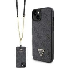 Guess hard silikonový obal iPhone 15 6.1" Black Crossbody 4G Diamond Triangle