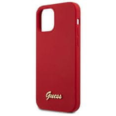 Guess GUHCP12SLSLMGRE hard silikonové pouzdro iPhone 12 Mini 5.4" red kovové logo Script