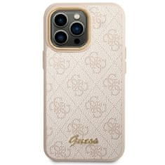 Guess GUHCP14LHG4SHP hard silikonové pouzdro iPhone 14 PRO 6.1" pink 4G Vintage Gold Logo