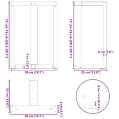 Vidaxl Nohy jídelního stolku ve tvaru T 2 ks černé 50x35x(72-73) cm