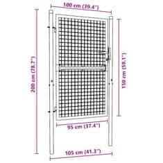 Vidaxl Pletivová zahradní branka pozinkovaná ocel 100 x 200 cm šedá