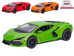 Lamborghini Revuelto kov 12,5 cm 1:38 zpětný chod (zelená, červená, oranžová)